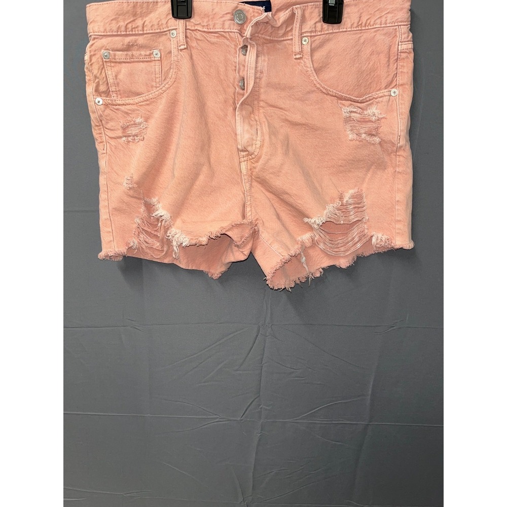 Aeropostale 90s Cut Off Shorts Womens 14 Peach Denim Cotton Stretch Distressed